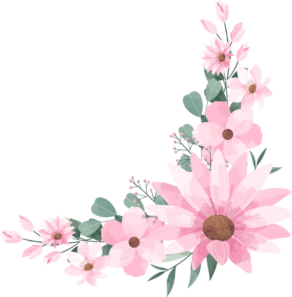 Pink Flower Wreath Illustration